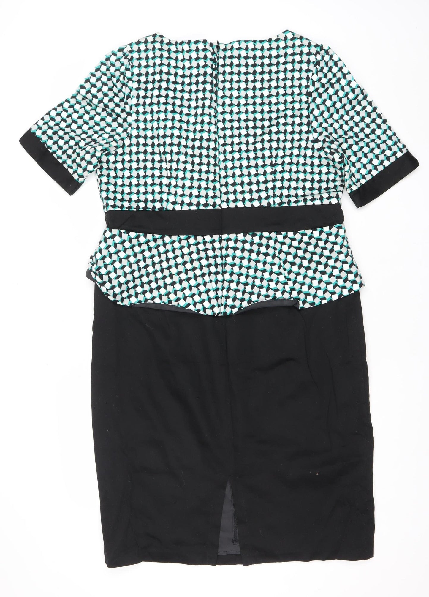 Marks and Spencer Women’s Black Green Sheath Dress Size 16 Workwear