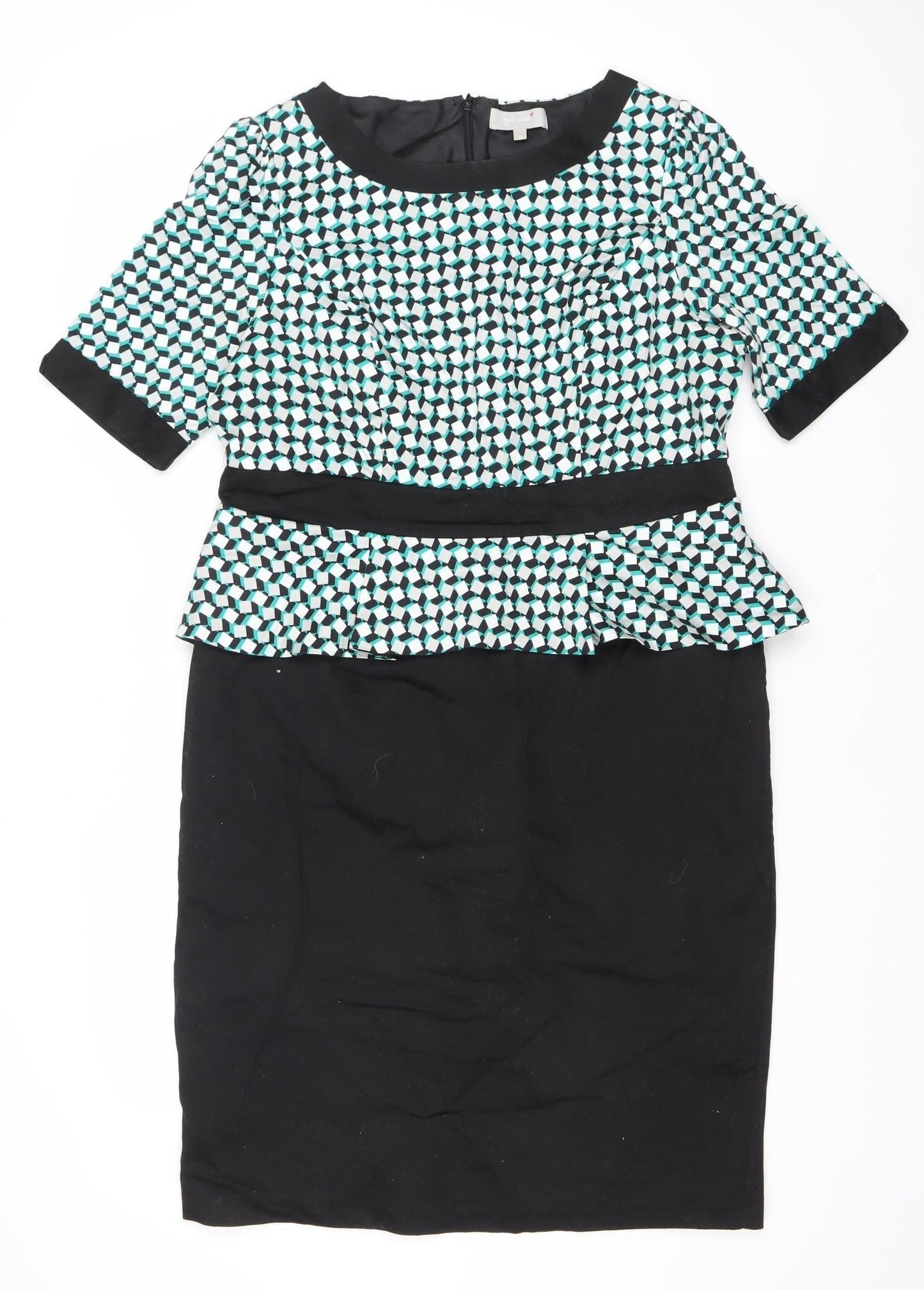 Marks and Spencer Women’s Black Green Sheath Dress Size 16 Workwear