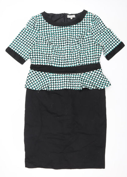 Marks and Spencer Women’s Black Green Sheath Dress Size 16 Workwear