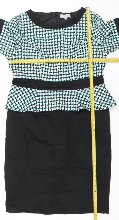 Marks and Spencer Women’s Black Green Sheath Dress Size 16 Workwear