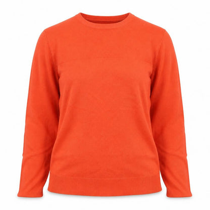 Front view of Dunnes Women’s Orange Crew Neck jumper, size L