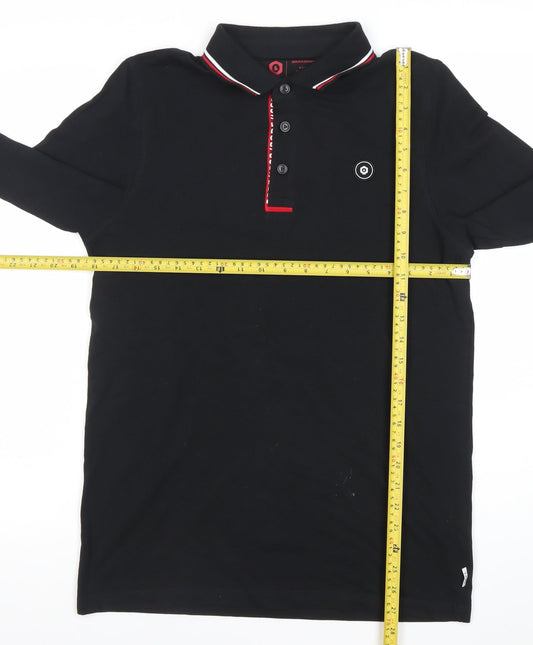 Jack & Jones Men’s Black Long Sleeve Polo Shirt Size M Cotton