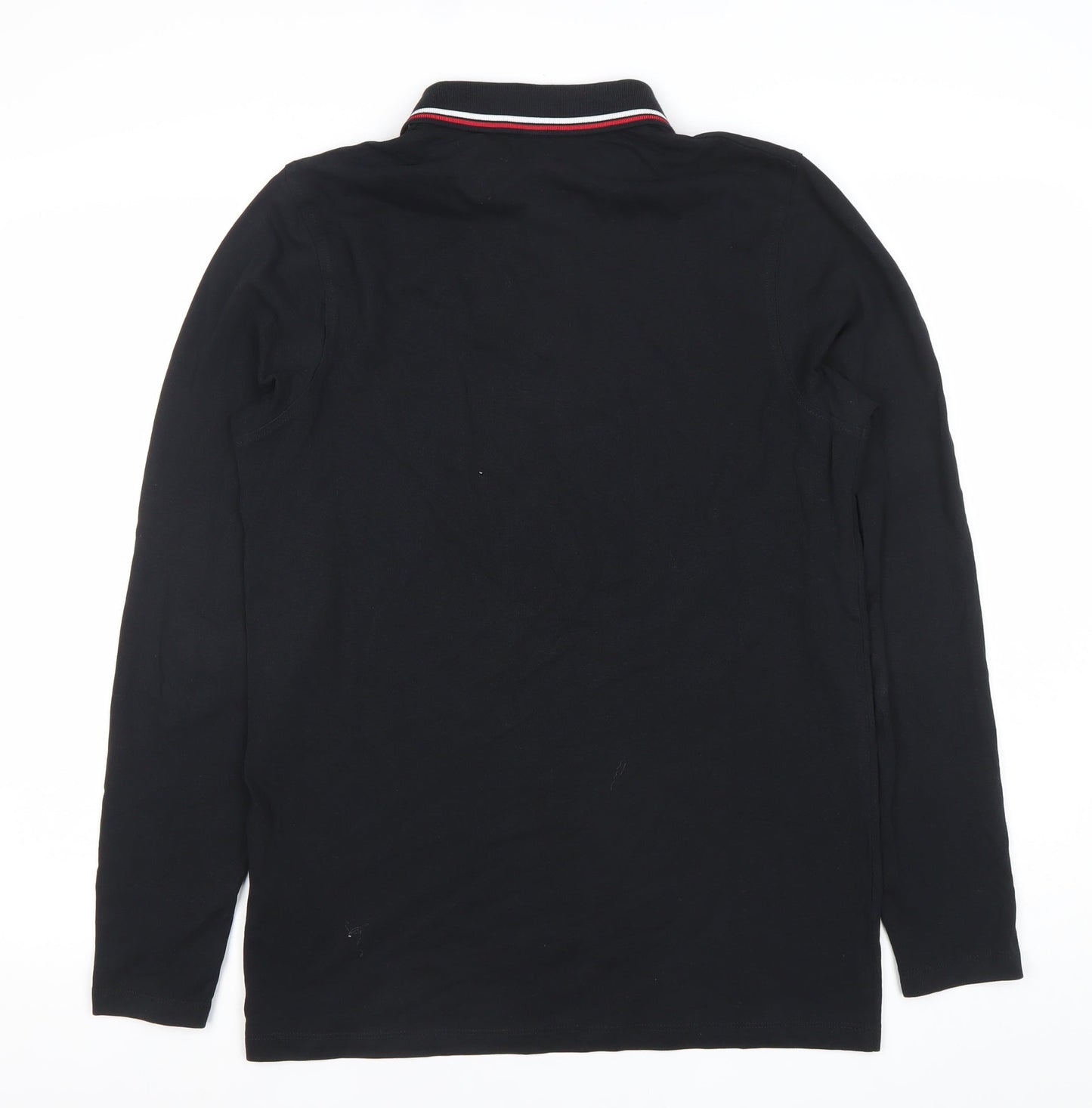 Jack & Jones Men’s Black Long Sleeve Polo Shirt Size M Cotton