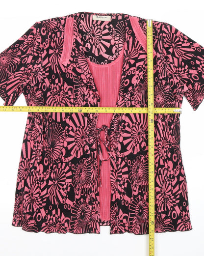 Bassini Womens Pink Black Geometric Tunic Blouse Size 16