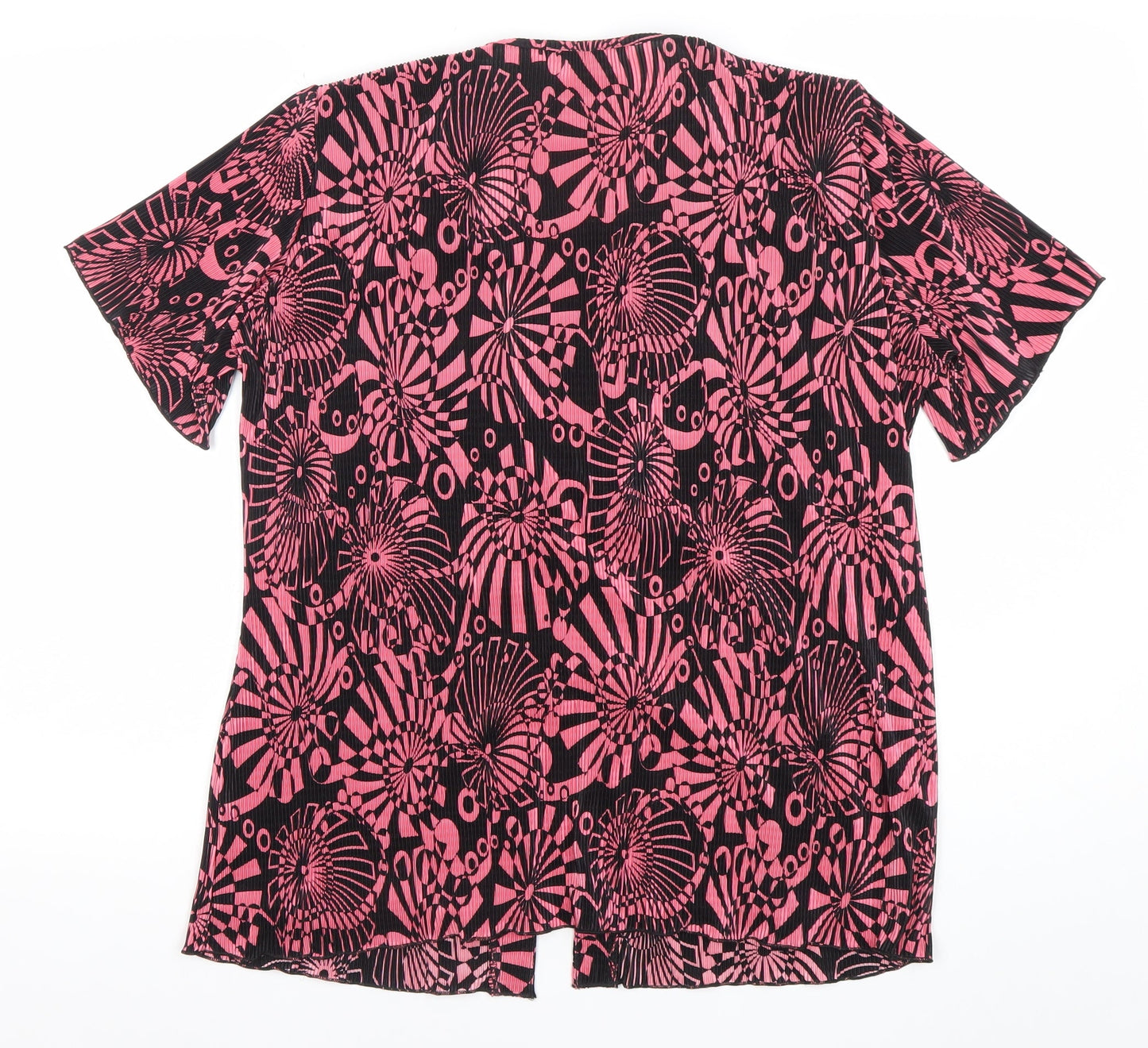 Bassini Womens Pink Black Geometric Tunic Blouse Size 16