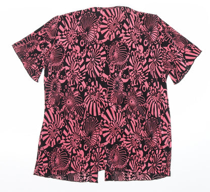 Bassini Womens Pink Black Geometric Tunic Blouse Size 16