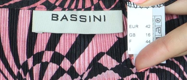 Bassini Womens Pink Black Geometric Tunic Blouse Size 16