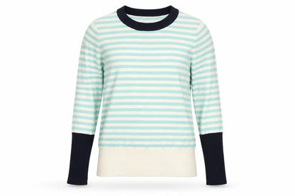 Front view of Gallery women’s multicoloured stripe jumper, size M