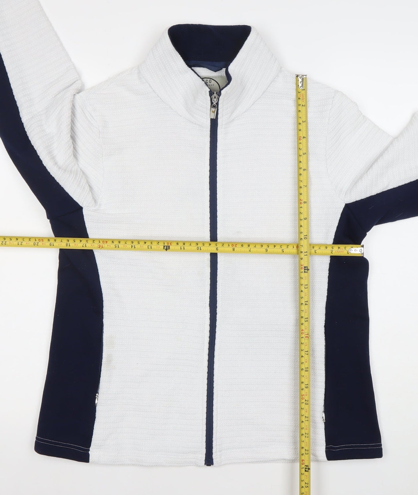 Paco Women’s White & Navy Full Zip Sweatshirt Size 16 Activewear