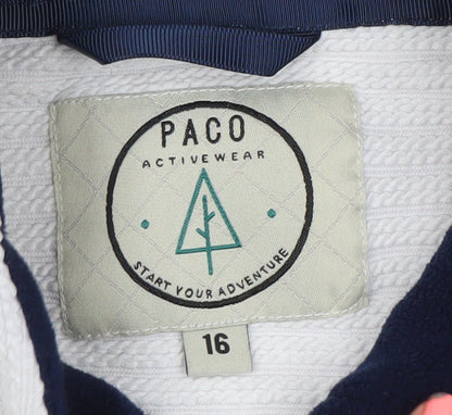 Paco Women’s White & Navy Full Zip Sweatshirt Size 16 Activewear