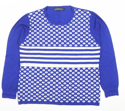 Paramour Womens Blue XL Pullover Jumper Geometric Knit Long Sleeve
