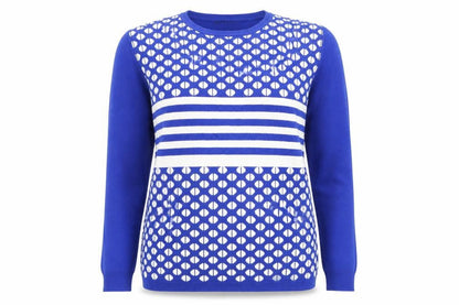 Paramour Womens Blue XL Pullover Jumper Geometric Knit Long Sleeve
