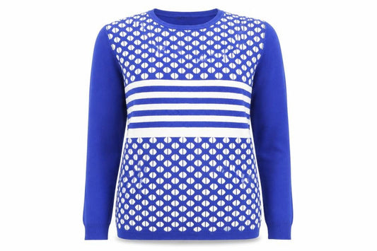 Paramour Womens Blue XL Pullover Jumper Geometric Knit Long Sleeve
