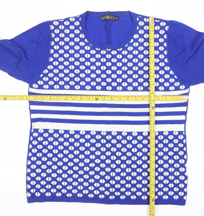 Paramour Womens Blue XL Pullover Jumper Geometric Knit Long Sleeve