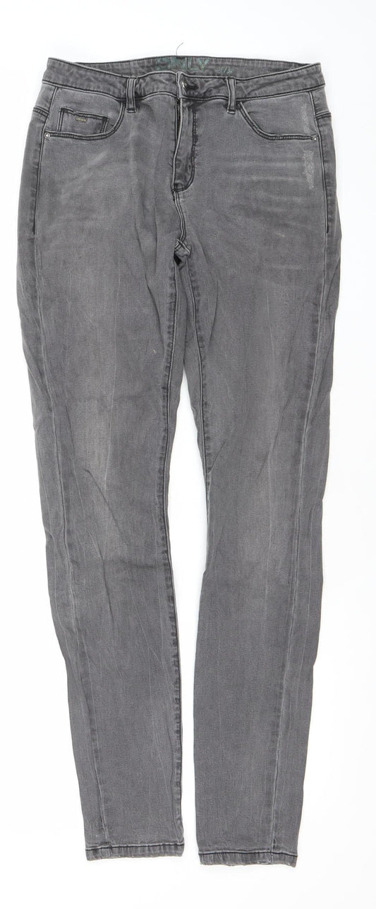 Additional front view of Only Women Grey Skinny Slim Jeans, size 12, Cotton Blend
