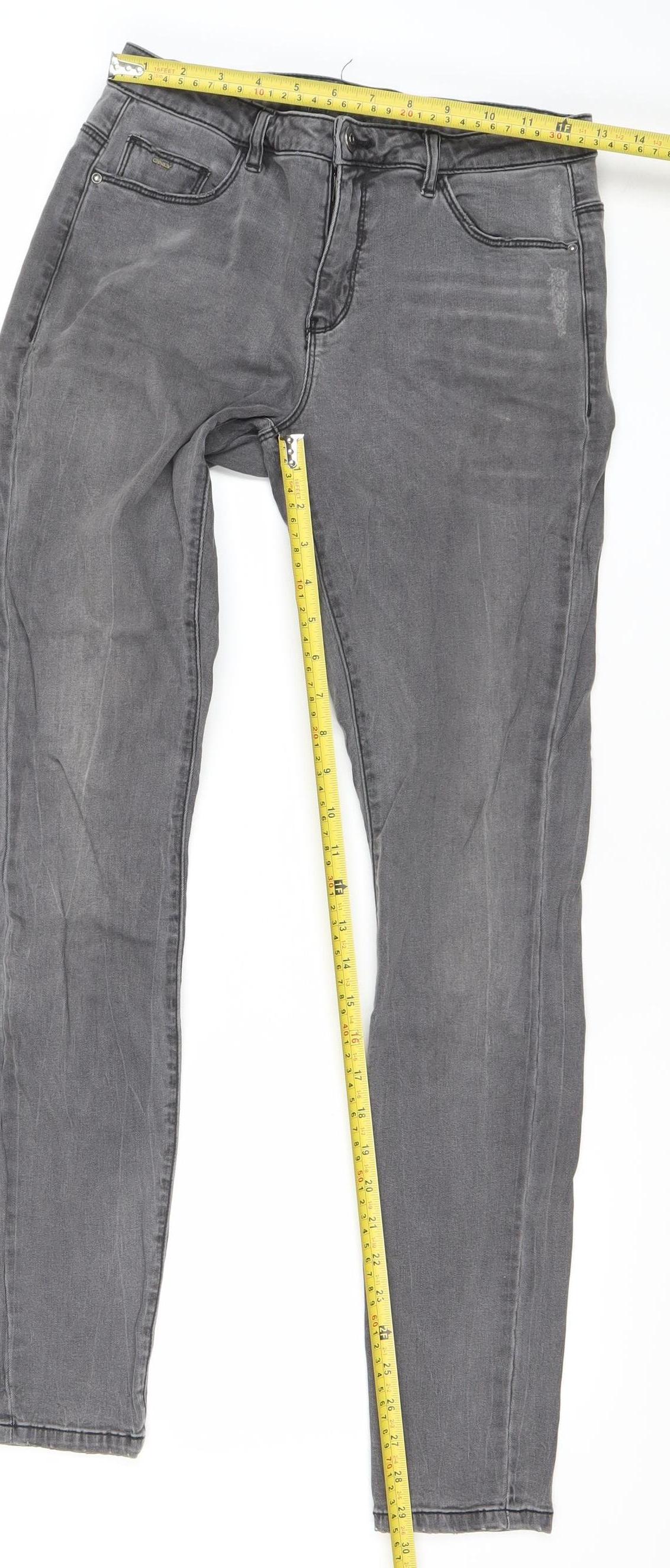 ONLY Women Grey Skinny Slim Jeans Size 12 Cotton Blend