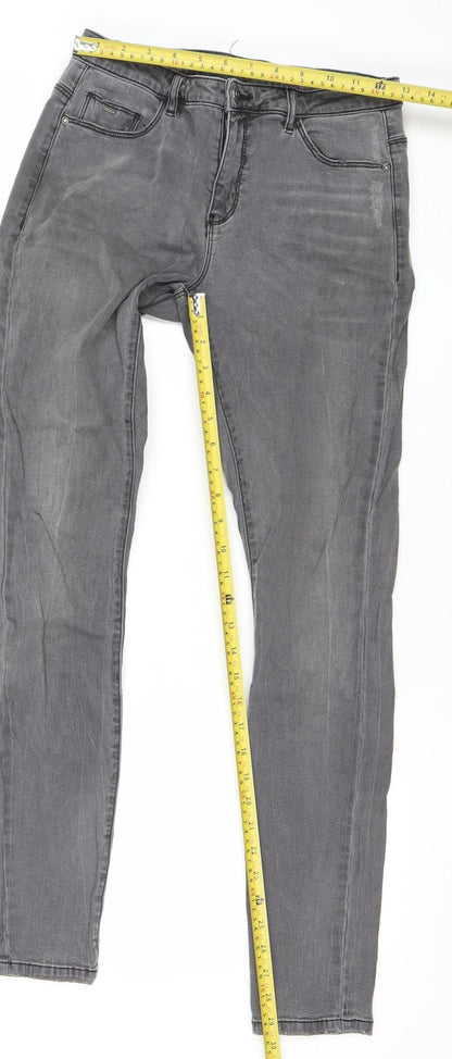 ONLY Women Grey Skinny Slim Jeans Size 12 Cotton Blend