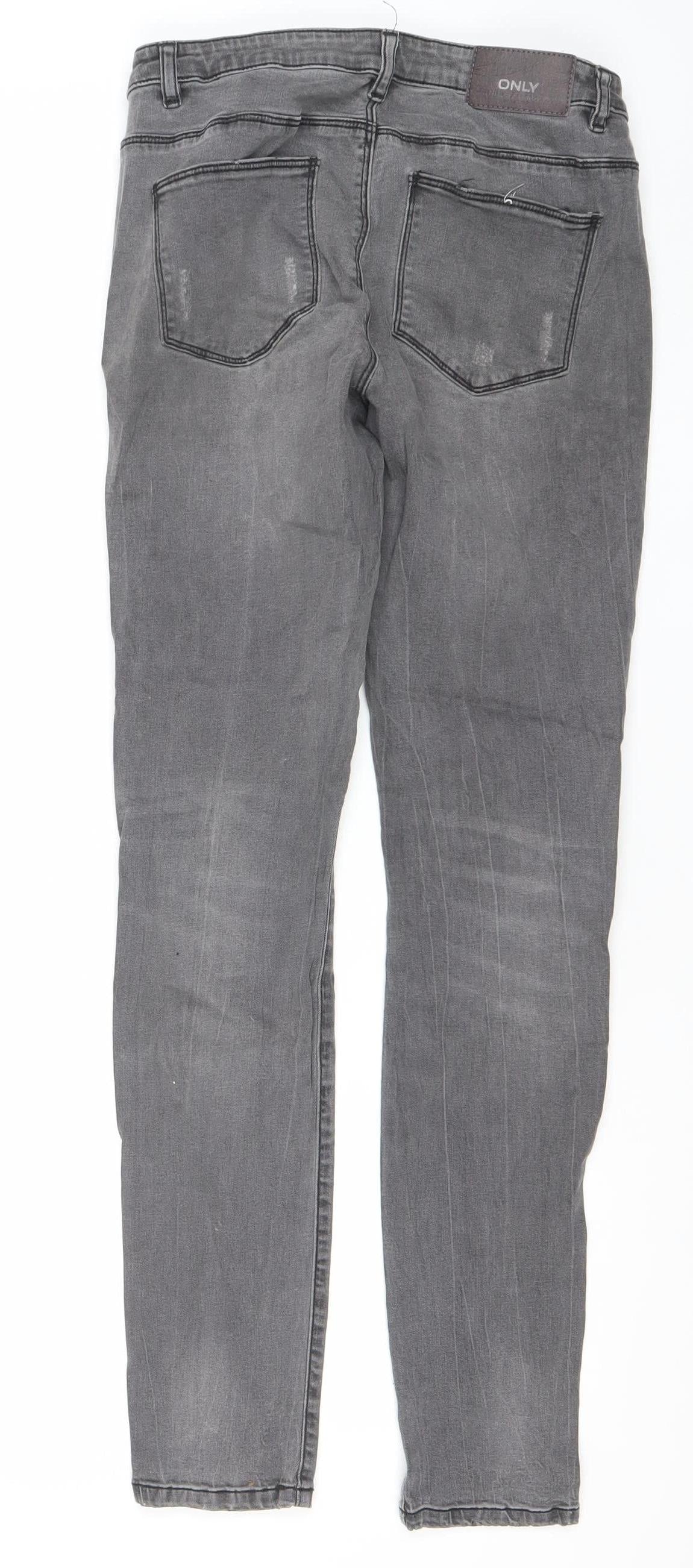 ONLY Women Grey Skinny Slim Jeans Size 12 Cotton Blend