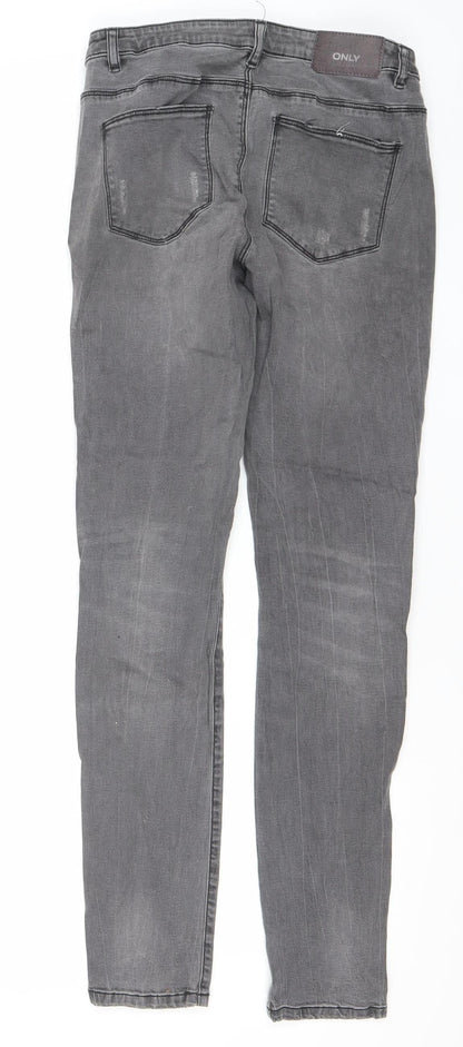 ONLY Women Grey Skinny Slim Jeans Size 12 Cotton Blend