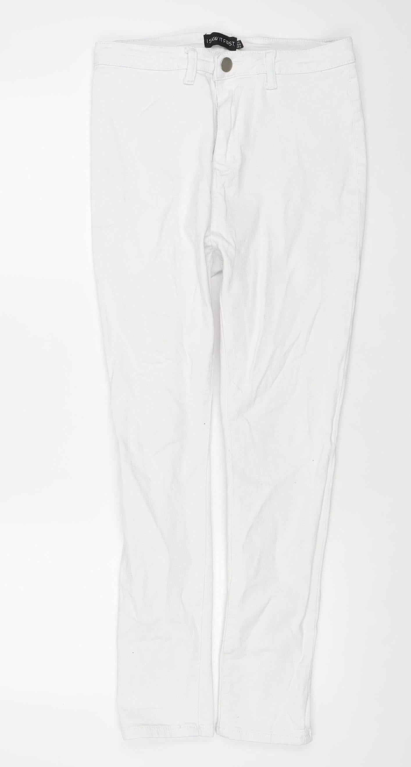 I Saw It First Womens White Skinny Jeans Size 12 Slim Fit Denim