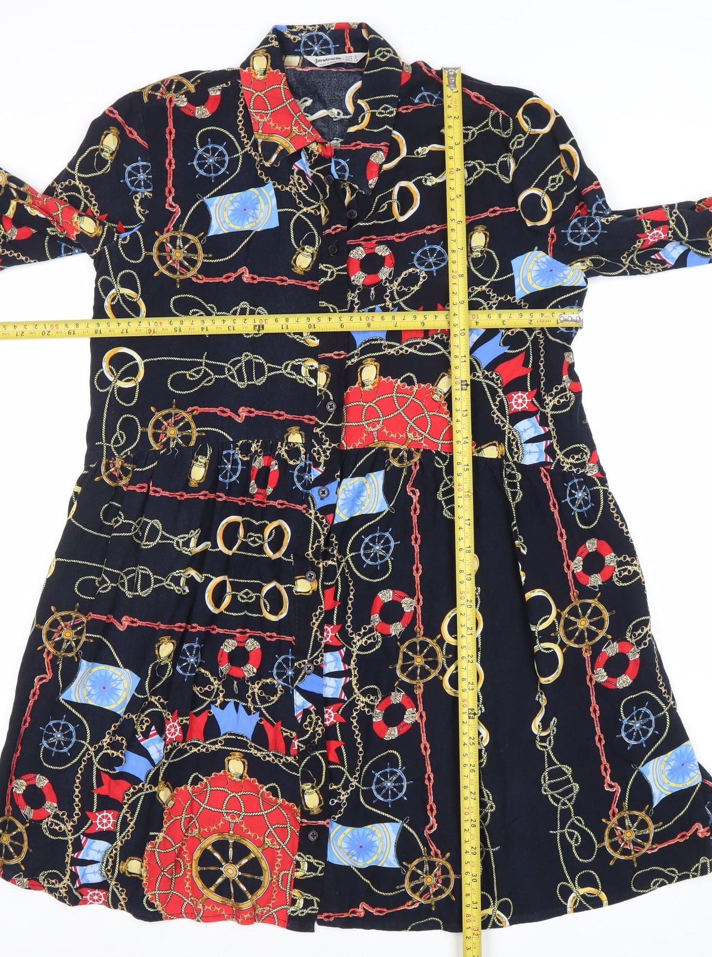 Stradivarius Women’s Multicoloured Nautical Shirt Dress Size 10