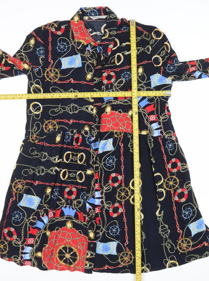 Stradivarius Women’s Multicoloured Nautical Shirt Dress Size 10
