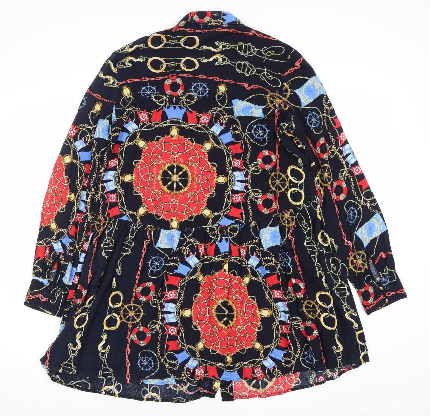 Stradivarius Women’s Multicoloured Nautical Shirt Dress Size 10