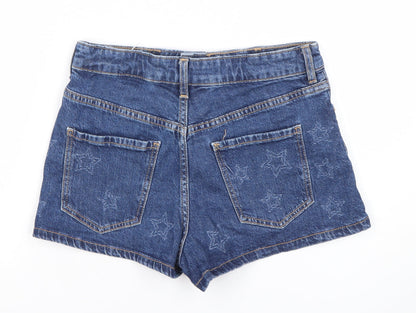 H&M Girls Blue Denim Star Print Cut-Off Shorts Age 11Y 146cm