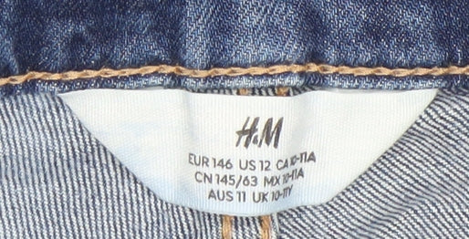 H&M Girls Blue Denim Star Print Cut-Off Shorts Age 11Y 146cm