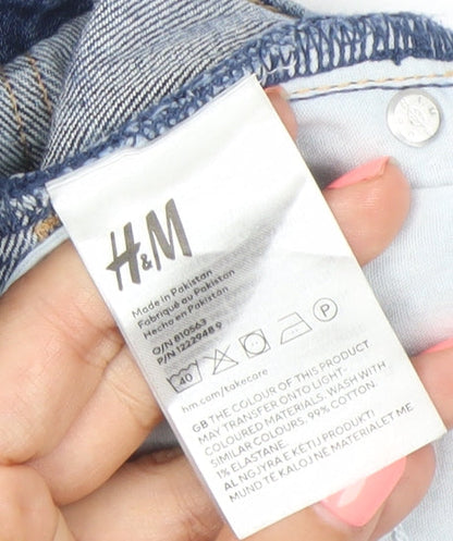 H&M Girls Blue Denim Star Print Cut-Off Shorts Age 11Y 146cm