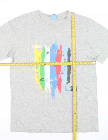 Men's Grey Rugby World Cup 2015 Graphic T-Shirt Size L Cotton