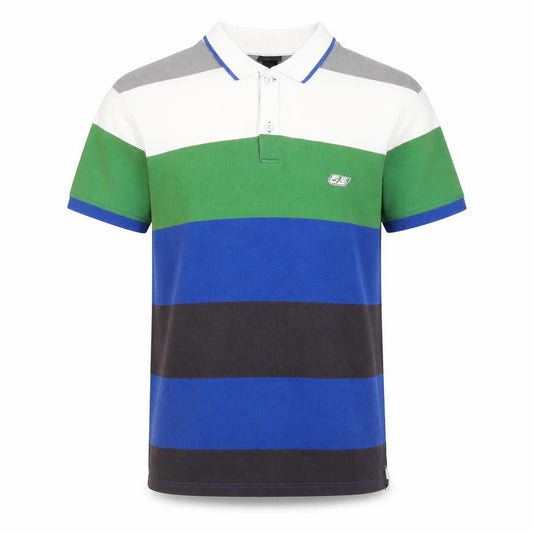 DSL Mens Polo Shirt XL Stripe Multi Colour Cotton Short Sleeve