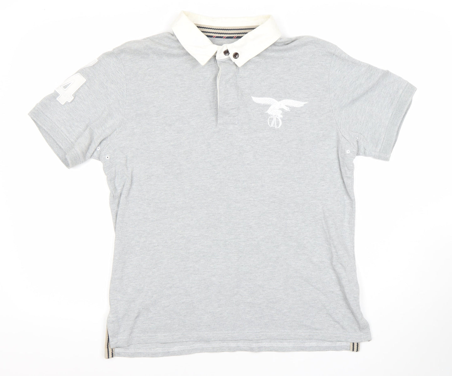 Le Breve Men’s Grey Polo Shirt L Short Sleeve 100% Cotton Casual