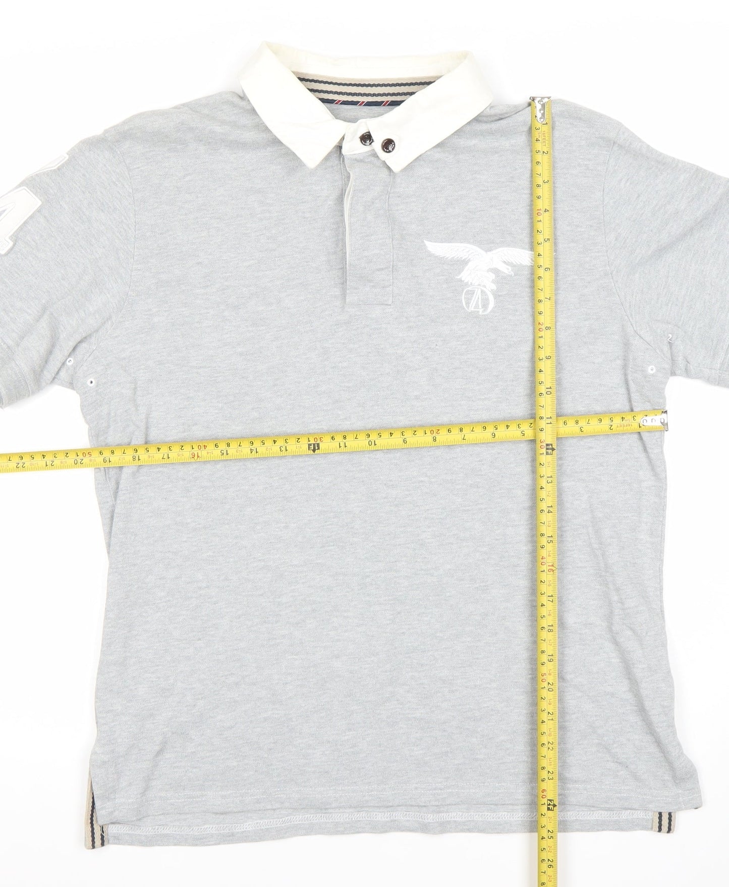 Le Breve Men’s Grey Polo Shirt L Short Sleeve 100% Cotton Casual