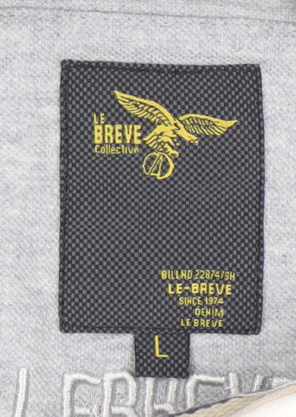 Le Breve Men’s Grey Polo Shirt L Short Sleeve 100% Cotton Casual