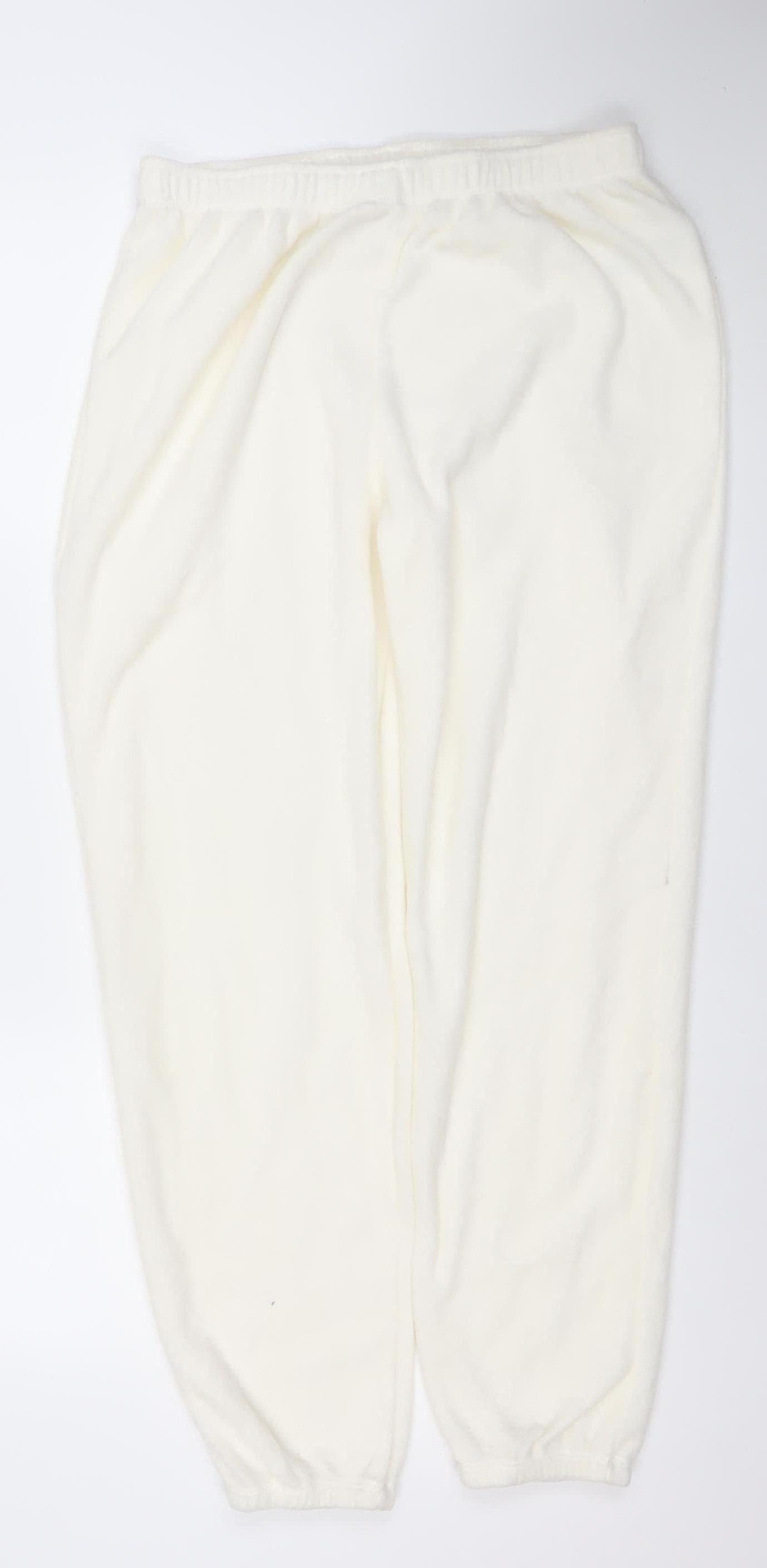 women'secret Women Ivory Fleece Sweatpants M Elastic Waist