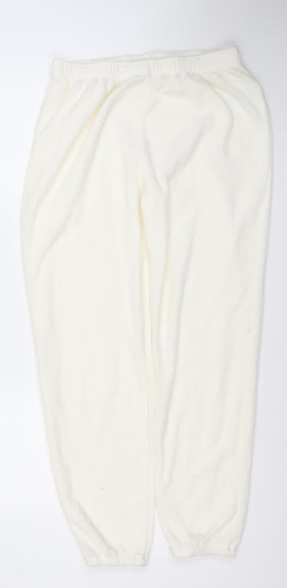 women'secret Women Ivory Fleece Sweatpants M Elastic Waist