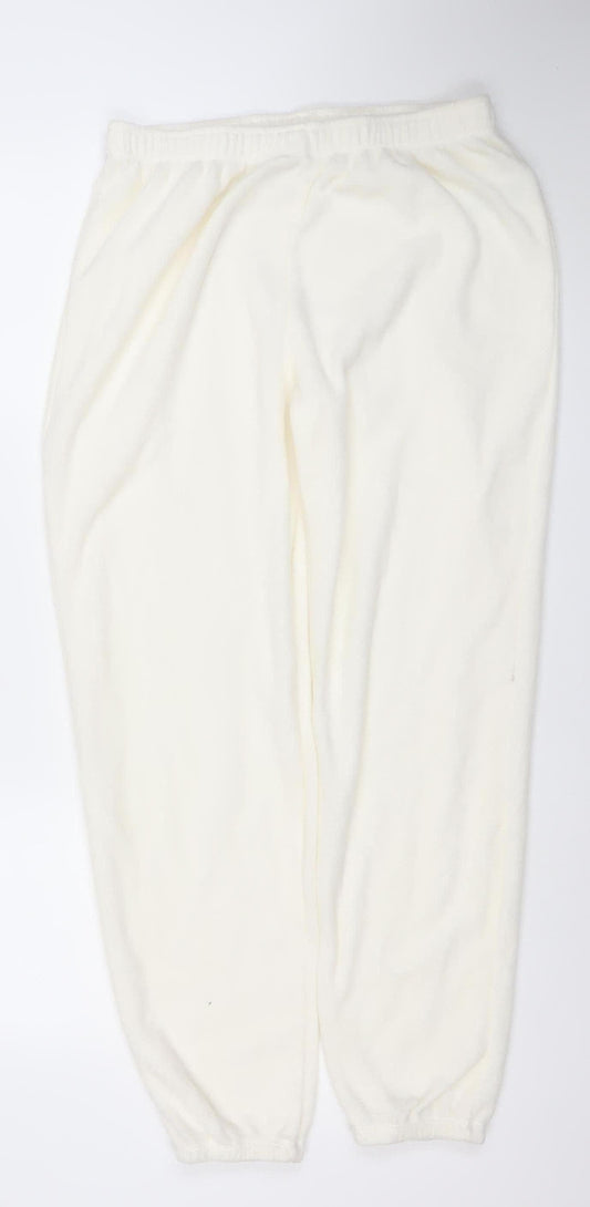 women'secret Women Ivory Fleece Sweatpants M Elastic Waist