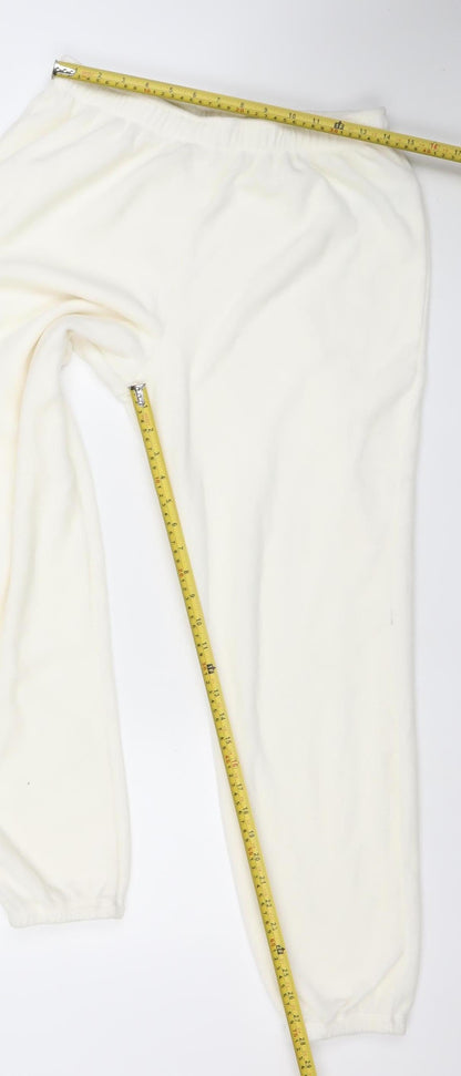 women'secret Women Ivory Fleece Sweatpants M Elastic Waist