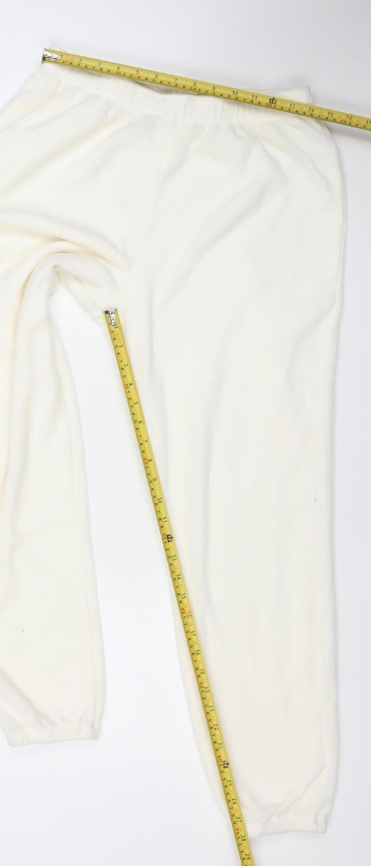 women'secret Women Ivory Fleece Sweatpants M Elastic Waist