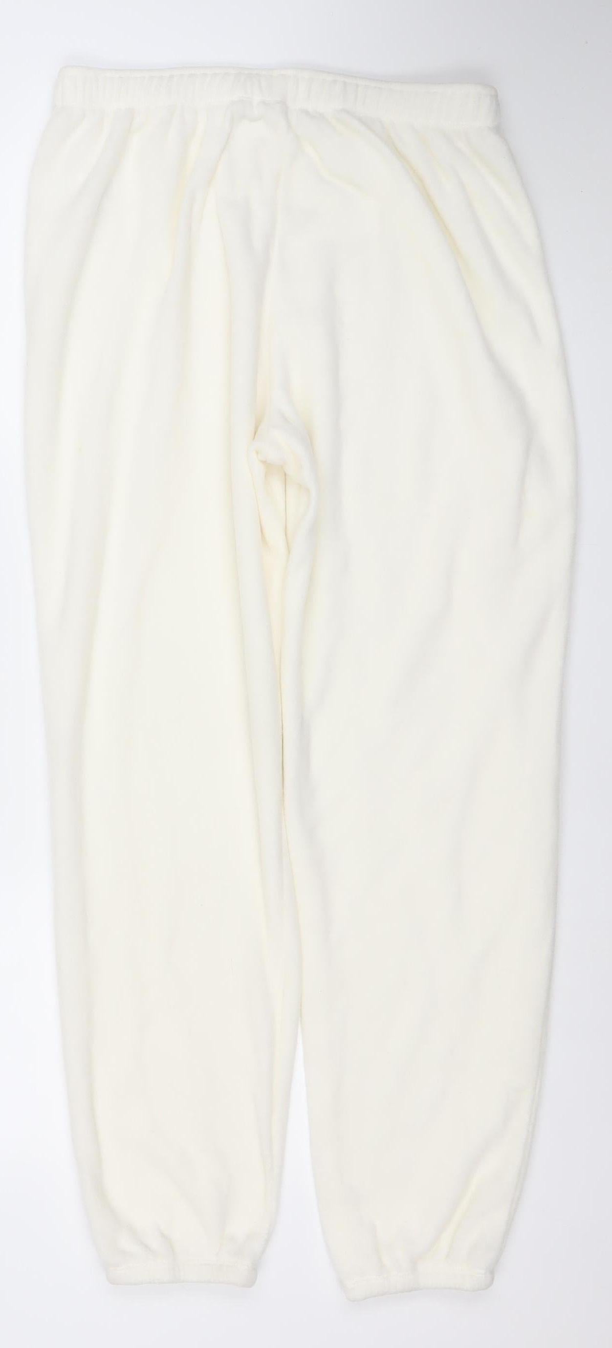 women'secret Women Ivory Fleece Sweatpants M Elastic Waist