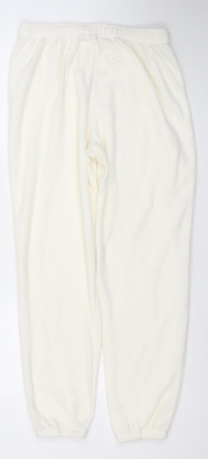 women'secret Women Ivory Fleece Sweatpants M Elastic Waist