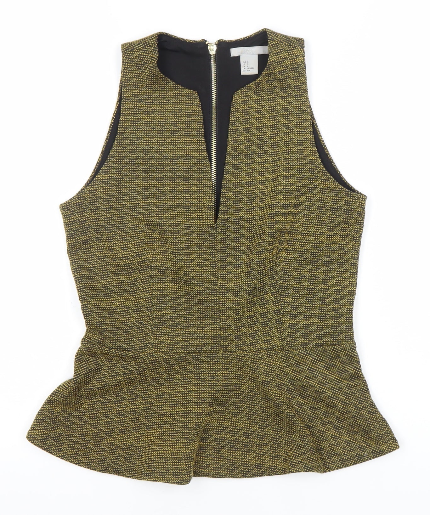 H&M Women’s Multicoloured Peplum Blouse Size S Sleeveless Zip