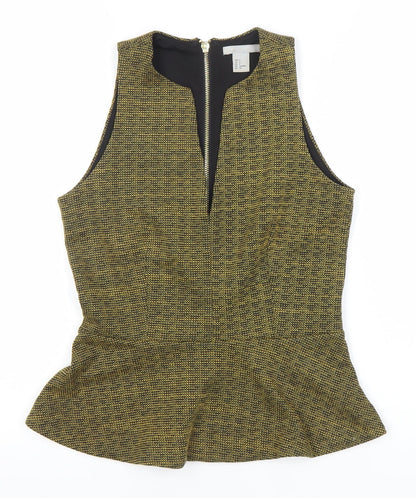 H&M Women’s Multicoloured Peplum Blouse Size S Sleeveless Zip