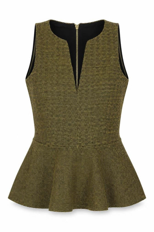 H&M Women’s Multicoloured Peplum Blouse Size S Sleeveless Zip