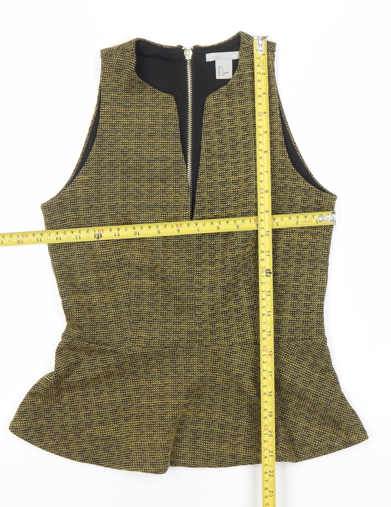 H&M Women’s Multicoloured Peplum Blouse Size S Sleeveless Zip