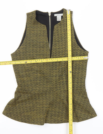H&M Women’s Multicoloured Peplum Blouse Size S Sleeveless Zip