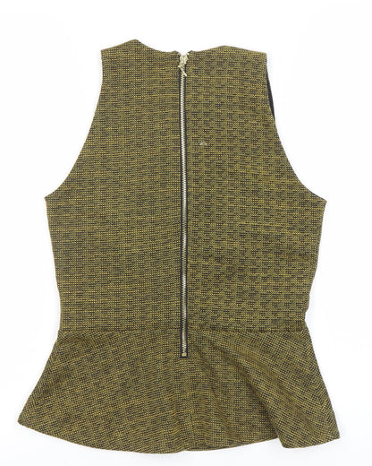 H&M Women’s Multicoloured Peplum Blouse Size S Sleeveless Zip