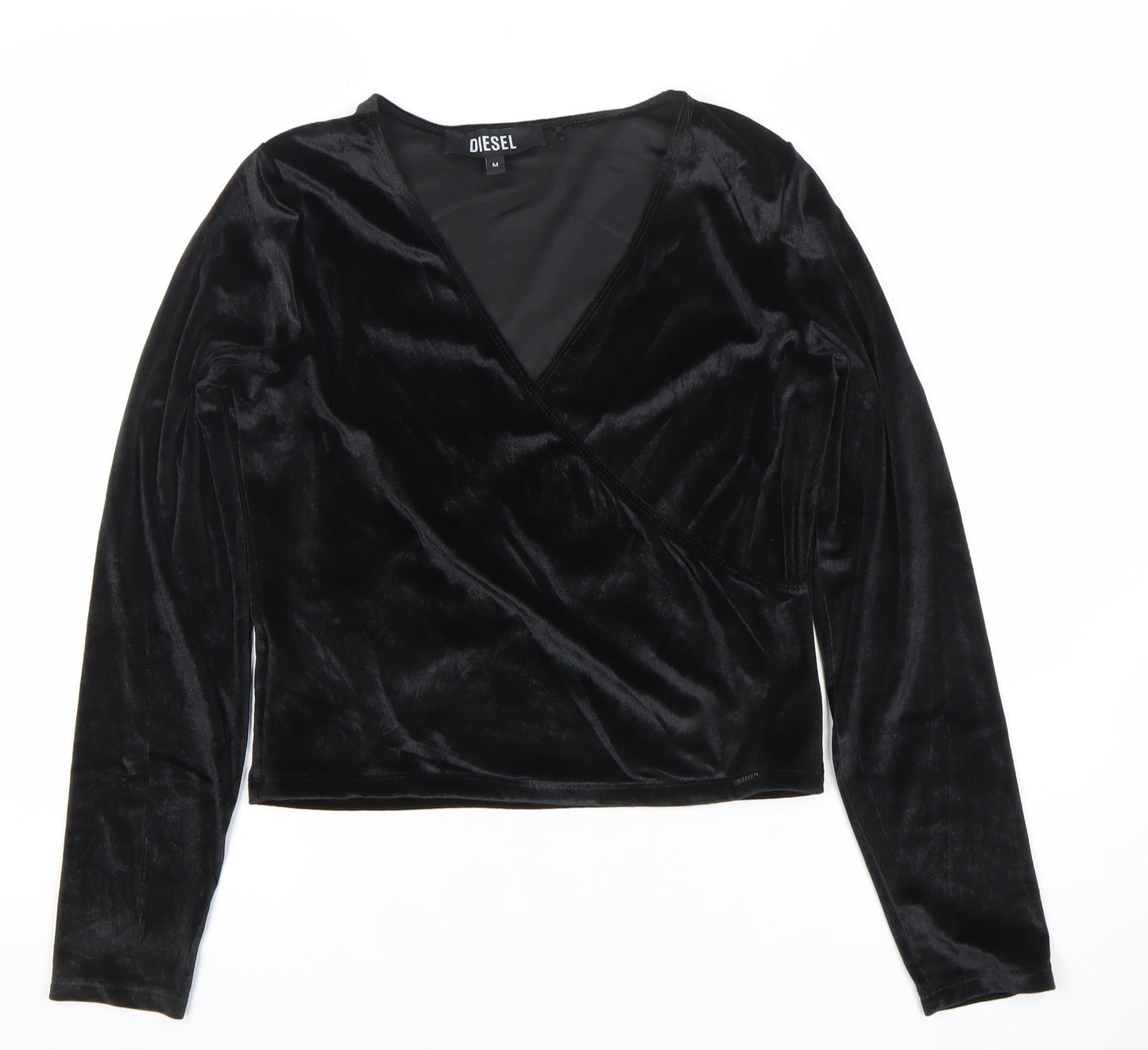 Womens UK Size M Diesel Black Wrap Blouse