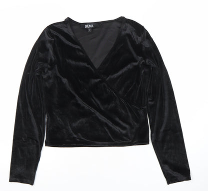 Womens UK Size M Diesel Black Wrap Blouse
